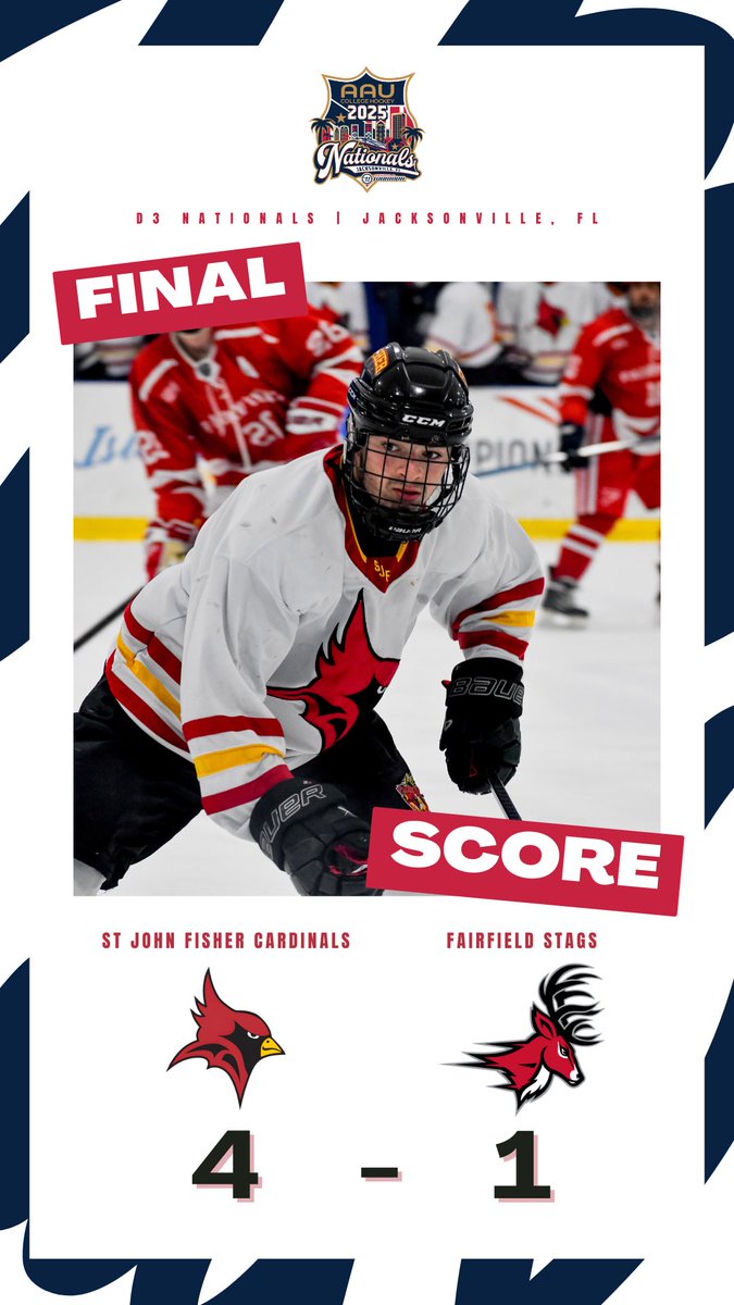 St. John Fisher DOMINATES Fairfield in the semifinal round and moves on to tomorrow’s Championship Game! 🚨

#2025AAUNationals | #AAUCollegeHockey