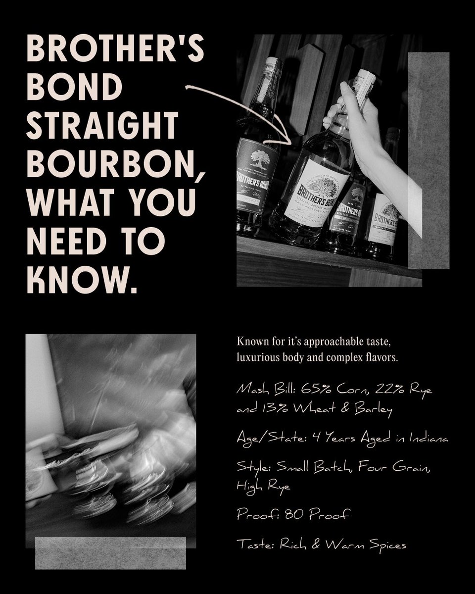 brothersbond's tweet photo. Smooth enough for newcomers, complex enough for connoisseurs. 🥃 Here’s what makes #BrothersBondBourbon stand out from the rest #TimeToBond

Shop our Straight Bourbon here: https://t.co/979tu8G9bS https://t.co/3TVVD6yQoi