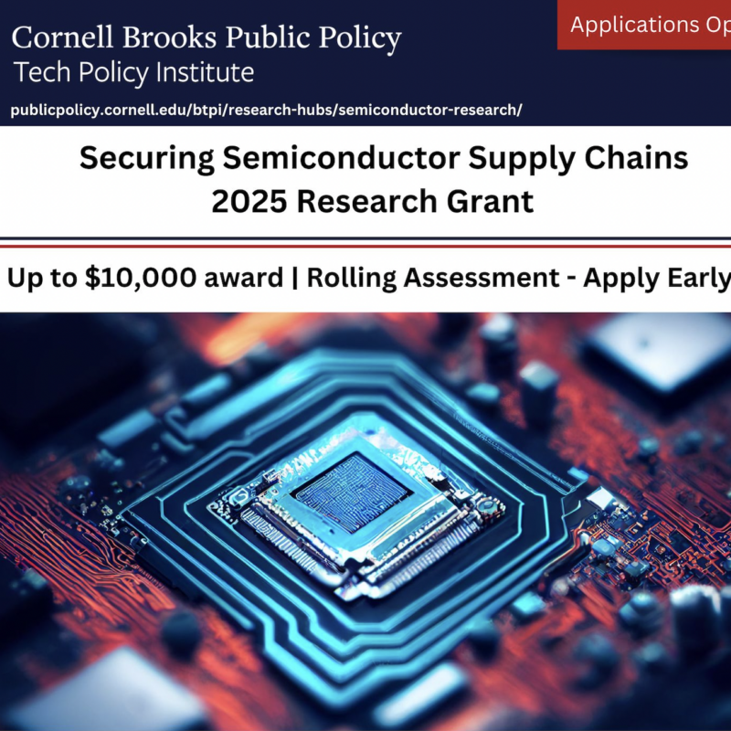 Cornell Brooks Tech Policy Institute (BTPI) (@cornelltpi) on Twitter photo BTPI is excited to announce a new grant opportunity to support Cornell students and faculty conducting research at the intersection of tech, cybersecurity, & public policy!
Applications open April 1, 2025.
Click the link to learn more: publicpolicy.cornell.edu/news/brooks-te… <a href="/CornellBPP/">Cornell Jeb E. Brooks School of Public Policy</a> BTPI is excited to announce a new grant opportunity to support Cornell students and faculty conducting research at the intersection of tech, cybersecurity, & public policy!
Applications open April 1, 2025.
Click the link to learn more: publicpolicy.cornell.edu/news/brooks-te… <a href="/CornellBPP/">Cornell Jeb E. Brooks School of Public Policy</a>