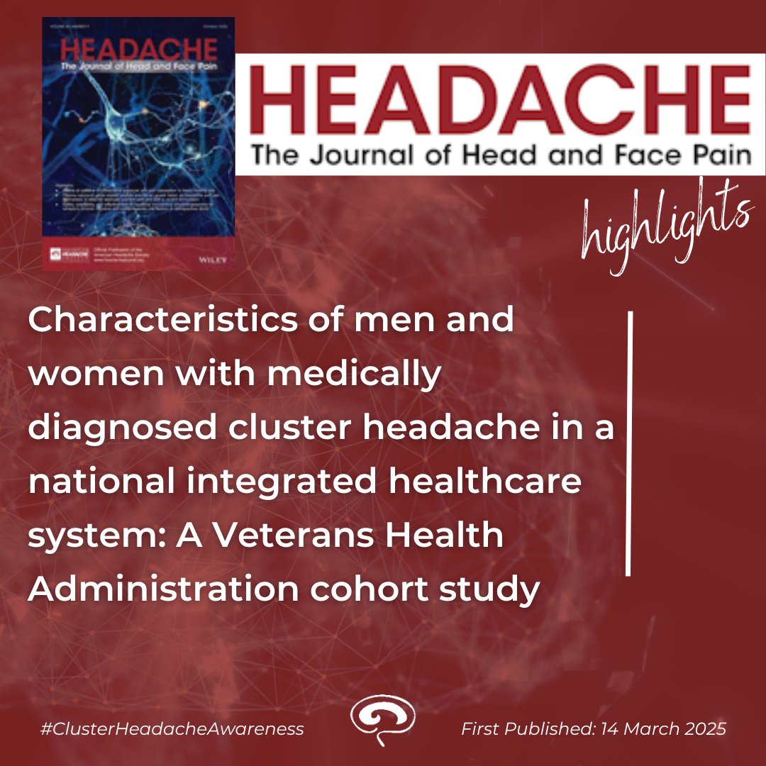 ahsheadache's tweet image. #HeadacheHighlights 

PLS: This study describes the epidemiology of #clusterheadache among all Veterans Health Administration (VHA) enrollees using electronic medical record data from the VHA. We found that during any given 1-year period, between 0.08–0.10% of women and