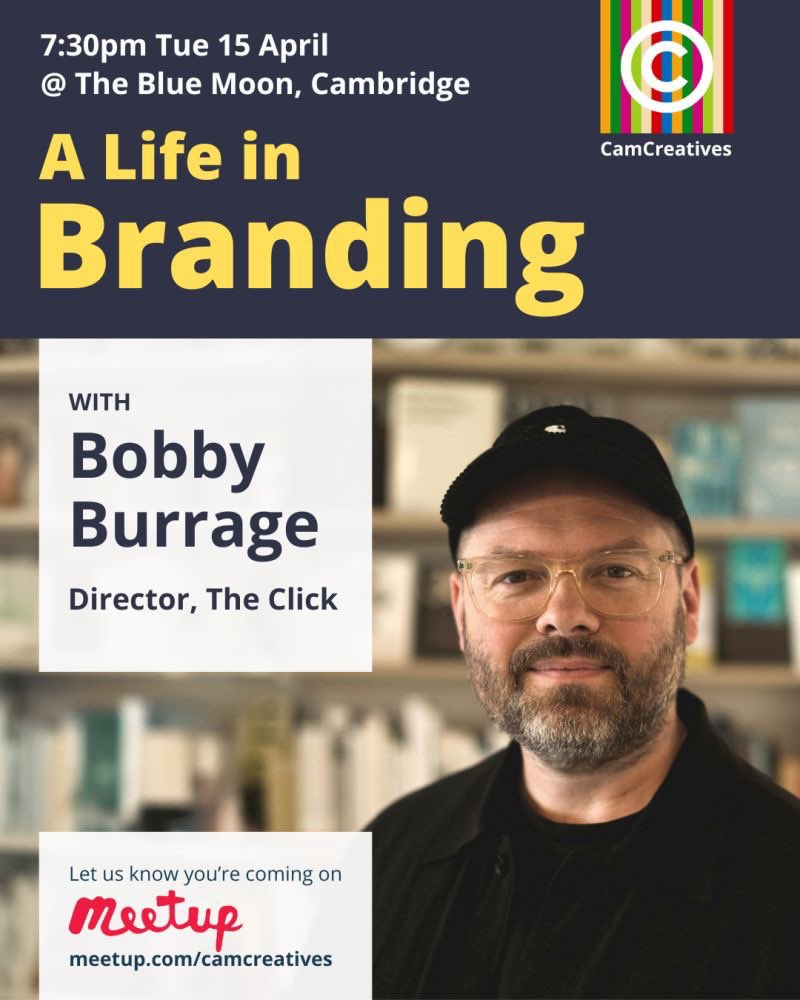 Next months speaker at <a href="/camcreatives/">CamCreatives</a> #bobbyburrage