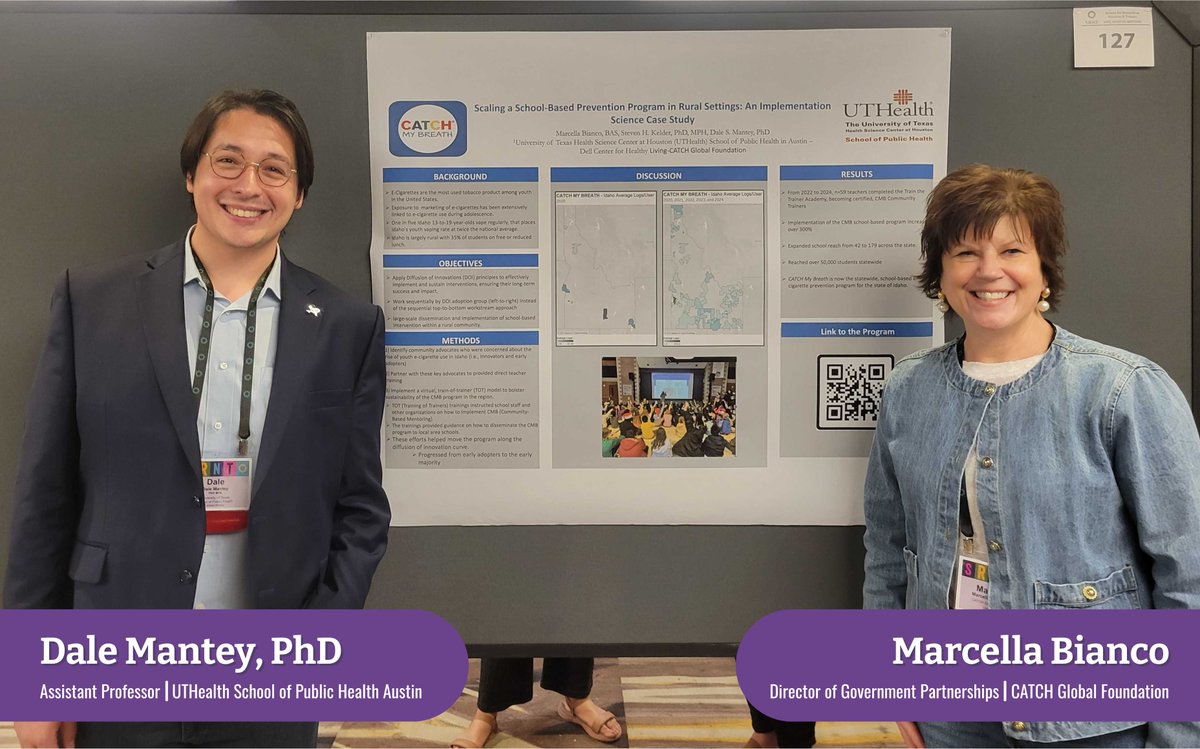 CATCH Global Foundation (@catchhealth) on Twitter photo We had an exciting week at the SRNT Conference in New Orleans! 🌟 In collaboration with Dale Mantey (<a href="/UTHealthSPH/">UTHealth Houston School of Public Health</a>), Marcella Bianco presented an implementation science case study on Scaling a School-Based Prevention Program in Rural Settings. The research highlights the success We had an exciting week at the SRNT Conference in New Orleans! 🌟 In collaboration with Dale Mantey (<a href="/UTHealthSPH/">UTHealth Houston School of Public Health</a>), Marcella Bianco presented an implementation science case study on Scaling a School-Based Prevention Program in Rural Settings. The research highlights the success