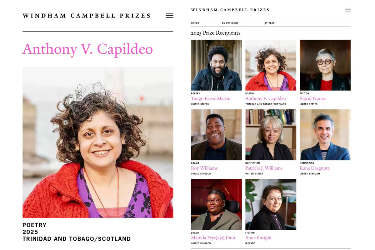 Bocas Lit Fest (@bocaslitfest) on Twitter photo We are so pleased to share that TT/Scottish poet Anthony Vahni Capildeo (shortlisted for the OCM Bocas Prize for Poetry) has been announced as a recipient of one of the most significant & prestigious literary awards in the world: a <a href="/WindhamCampbell/">Windham-Campbell Prizes</a> Prize! windhamcampbell.org We are so pleased to share that TT/Scottish poet Anthony Vahni Capildeo (shortlisted for the OCM Bocas Prize for Poetry) has been announced as a recipient of one of the most significant & prestigious literary awards in the world: a <a href="/WindhamCampbell/">Windham-Campbell Prizes</a> Prize! windhamcampbell.org