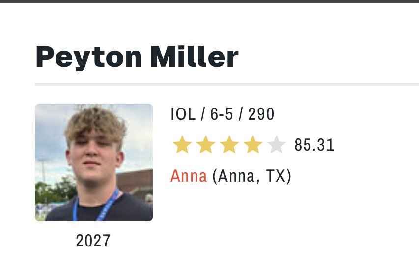 Peyton Miller (@peytonmill09) on Twitter photo Thank you <a href="/On3Recruits/">On3 Recruits</a> for the 4⭐️ ranking! 
#CU
<a href="/AnnaCoyotesFB/">Anna Coyotes Football</a> Thank you <a href="/On3Recruits/">On3 Recruits</a> for the 4⭐️ ranking! 
#CU
<a href="/AnnaCoyotesFB/">Anna Coyotes Football</a>
