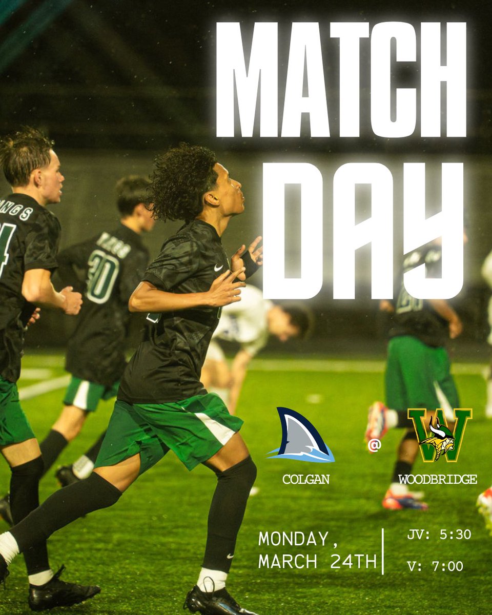 Match Day!!
The boys take on the Colgan Sharks for their first in the District game!!

⚽️ Woodbridge Vikings⠀
🆚 <a href="/SharkBoysSoccer/">Colgan Boys Soccer</a> 
📆 3.24.2025
🕔 JV at 5:30; Varsity at 7:00 PM
🏆 Cardinal District  
🎯Woodbridge HS