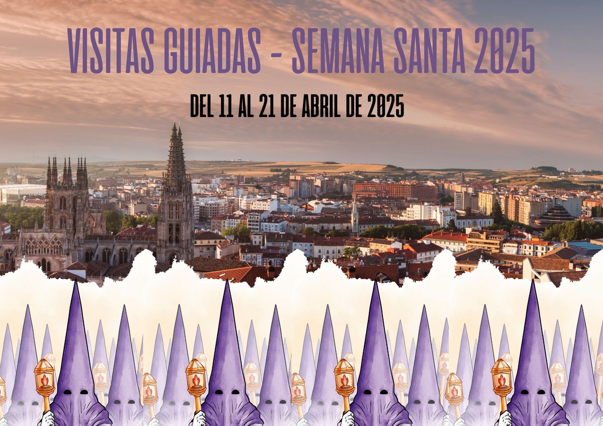 ¿Ya tienes plan para #SemanaSanta2025?
⛪️ Catedral de Burgos 9 € ( entradas no incluidas)
📌 burgosturismo.org/.../individ...…
👫Free Tour Centro Histórico
📌burgosturismo.org/.../free-tour-…
🌜 Ruta Nocturna "Burgos de Leyenda" 12 €
📌burgosturismo.org/.../individu..…