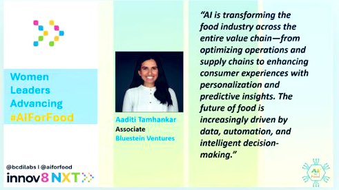 Women Leaders Advancing #AIForFood: A Celebration of Innovation and Empowerment <a href="/bcdilabs/">BCD</a> 

Aaditi Tamhankar from <a href="/BluesteinVC/">Bluestein Ventures</a> focused on the importance of investing in women AI leaders in the food sector. With her expertise in venture capital, she brought a unique perspective on