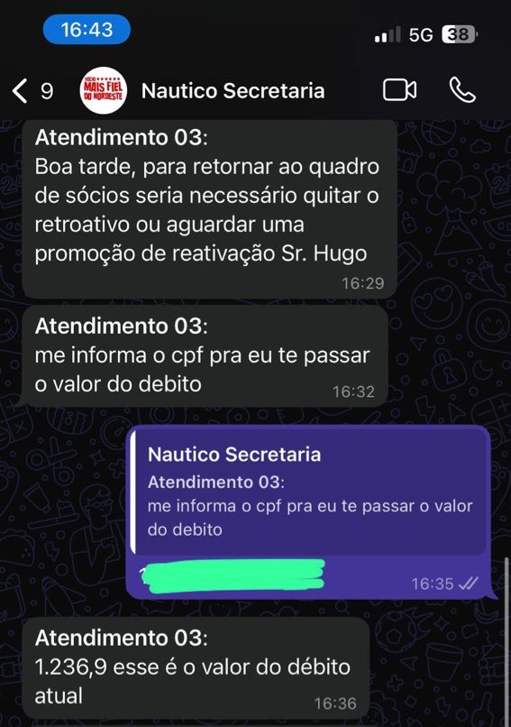 É… pelo jeito n vou poder virar sócio do náutico dnv…. 😢😢