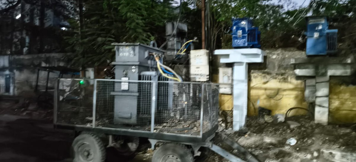 Mobile DTR arranged and supply restored at Gandhi thatha nagar