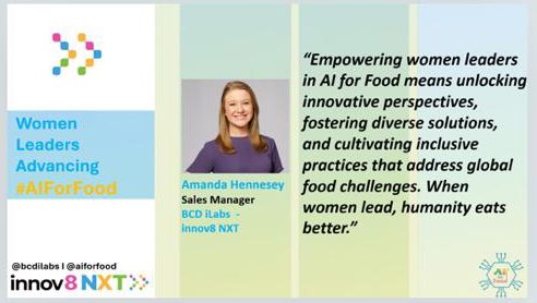 Women Leaders Advancing #AIForFood: A Celebration of Innovation and Empowerment <a href="/bcdilabs/">BCD</a> 

<a href="/AmandaHennessey/">Amanda Hennessey</a> <a href="/bcdilabs/">BCD</a> discussed AI and women leaders in Food R&amp;D, as well as addressing the crucial aspect of skilling for women in AI for food. Leveraging her experience at BCD