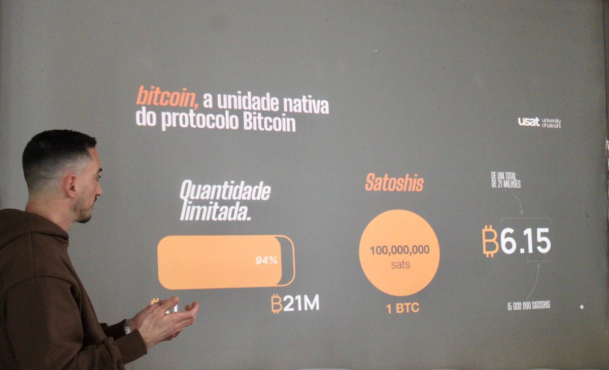 nmcduvogu's tweet photo. No passado sábado, realizámos a nossa primeira formação no espaço Pé na Terra, em Estarreja, dedicada ao tema dinheiro, poupanças e #Bitcoin.

A sessão começou com uma discussão, sobre o que é o dinheiro, como evoluiu ao longo da história e quais as características, funções e propriedades que definem um bom (ou mau) instrumento monetário. 

Esta base foi essencial não só para identificar os problemas do sistema financeiro tradicional, mas também para introduzir a solução, o Bitcoin.

Na segunda parte, mergulhámos no universo Bitcoin, como funciona a sua rede descentralizada e qual o papel das carteiras, nós e mineradores. 

Para além da teoria, os participantes tiveram a oportunidade de criar as suas primeiras carteiras de Bitcoin e experimentar transações instantâneas e de baixo custo através da Lightning Network.

Três horas intensas, repletas de aprendizagem e troca de ideias, mas o momento mais simbólico surgiu no final, quando os donos do Pé na Terra anunciaram espontaneamente a intenção de passar a aceitar Bitcoin como método de pagamento no seu estabelecimento.

Uma decisão que coroou o sucesso desta nossa primeira formação. 

Um enorme agradecimento a todos os participantes e continuem a acompanhar a @usatoshi_ , pois esta foi a primeira de muitas iniciativas que vamos criar.