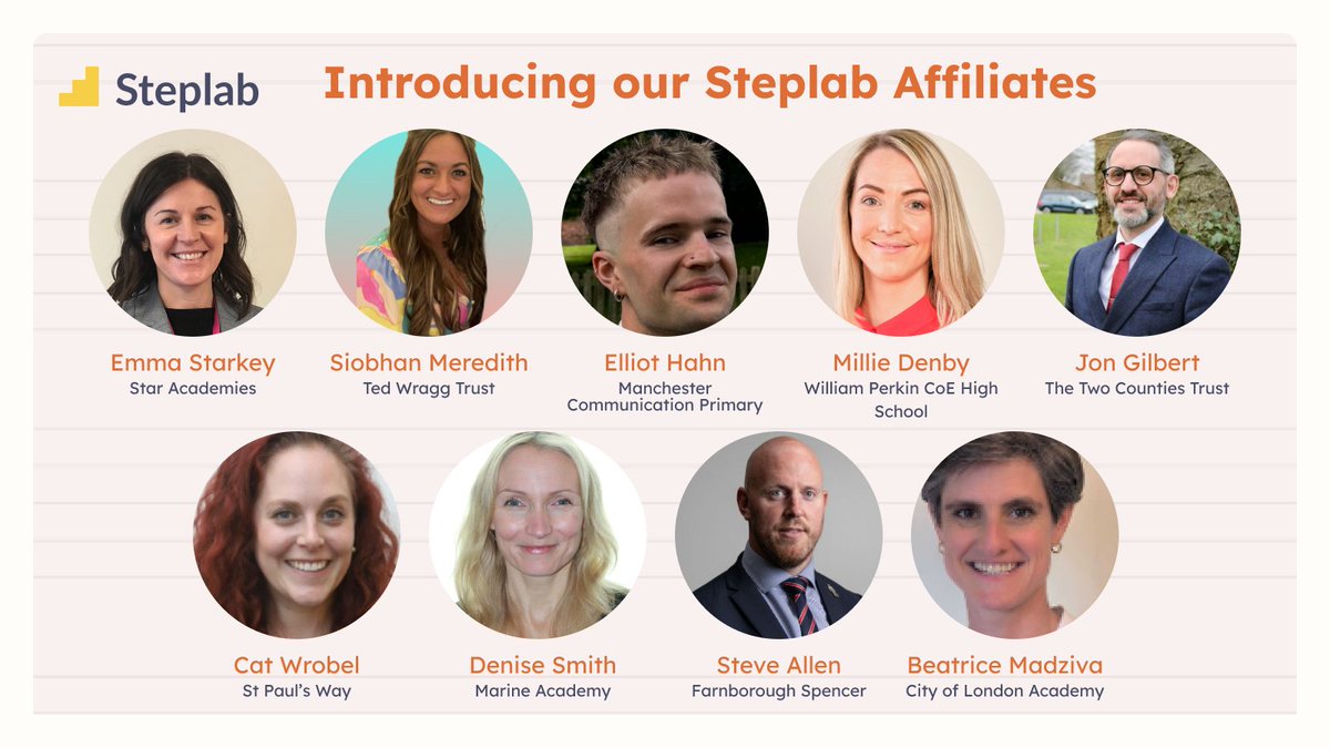 Introducing our new Steplab Affiliates 🎉

Highly-skilled existing leaders who have extensive experience of building and leading impactful PD programmes 🚀

We're delighted they're going to be helping our growing community of schools

Read all about it 👉 bit.ly/4j0sw0l