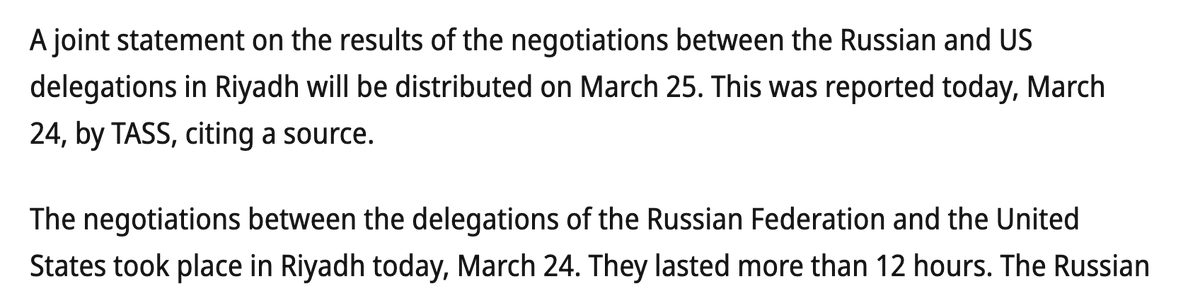 EEUU y Rusia van a publicar un comunicado **conjunto** sobre la sesión de negociaciones celebrada hoy. Han estado 12 horas reunidos.

Señal importante. Normalmente cada parte publica su propio documento.