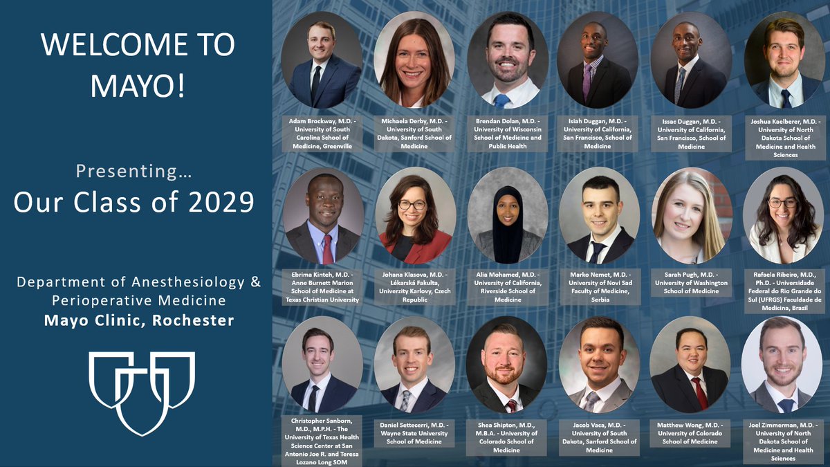 MayoAnesthesiaResMN (@mayoanesres) on Twitter photo Congratulations to the Mayo Clinic Anesthesiology class of 2029! 😍
We are so excited to have you join us! <a href="/MayoAnesthesia/">Mayo Clinic Department of Anesthesiology</a> Congratulations to the Mayo Clinic Anesthesiology class of 2029! 😍
We are so excited to have you join us! <a href="/MayoAnesthesia/">Mayo Clinic Department of Anesthesiology</a>