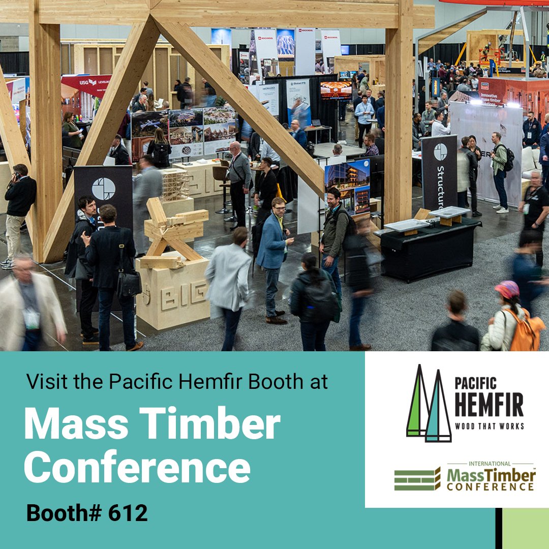 BC_Wood's tweet photo. Join Pacific HemFir at the world's largest gathering of mass timber experts, the International Mass Timber Conference in Portland, Oregon.

We look forward to connecting with you March 25 - 27, 2025, at booth #612 in the Oregon Convention Center.

#WoodThatWorks https://t.co/l64Q4ROf5D