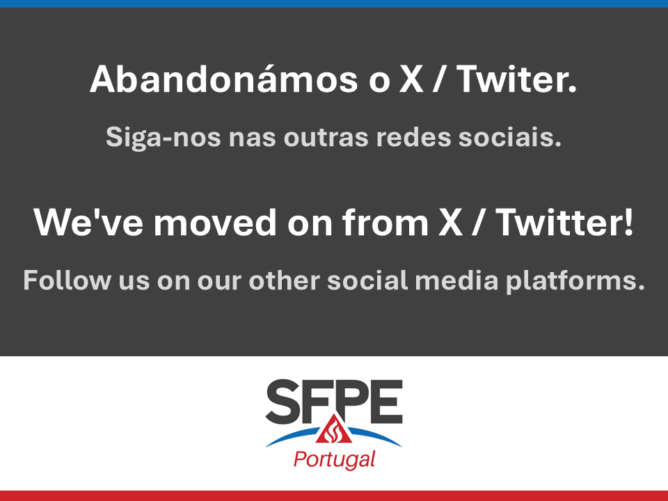 Abandonámos o X/Twiter. Siga-nos nas outras redes sociais.
We've moved on from X/Twitter! Follow us on our other social media platforms.
LinkedIn linkedin.com/company/sfpe-p…
Facebook facebook.com/sfpeportugal
Instagram instagram.com/sfpe.portugal