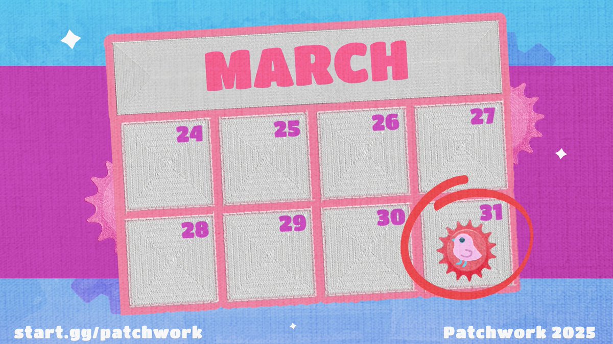 🎀Early-Bird Registration for Patchwork 2025 is only available for one more week! Make sure to register before the 31st!🧸

More info coming soon🧶