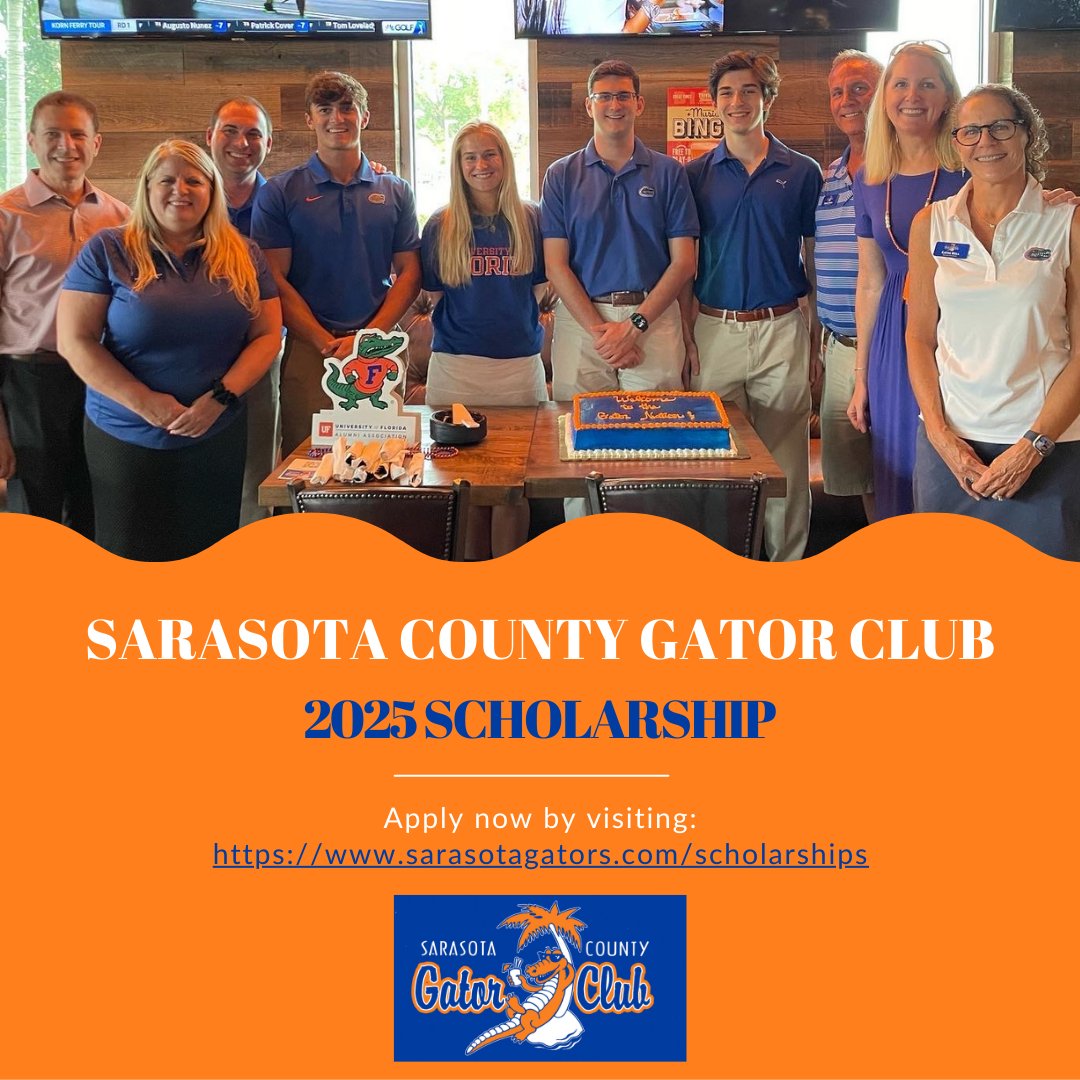 SRQGatorClub's tweet image. Our Scholarship is now OPEN! Applicants must be a current UF student or entering UF in the 2025 school year AND graduated from a Sarasota County high school. All applications must be submitted by 5:00 p.m. on 4/21. Go Gators! 🧡💙
To apply, visit: sarasotagators.com/scholarships