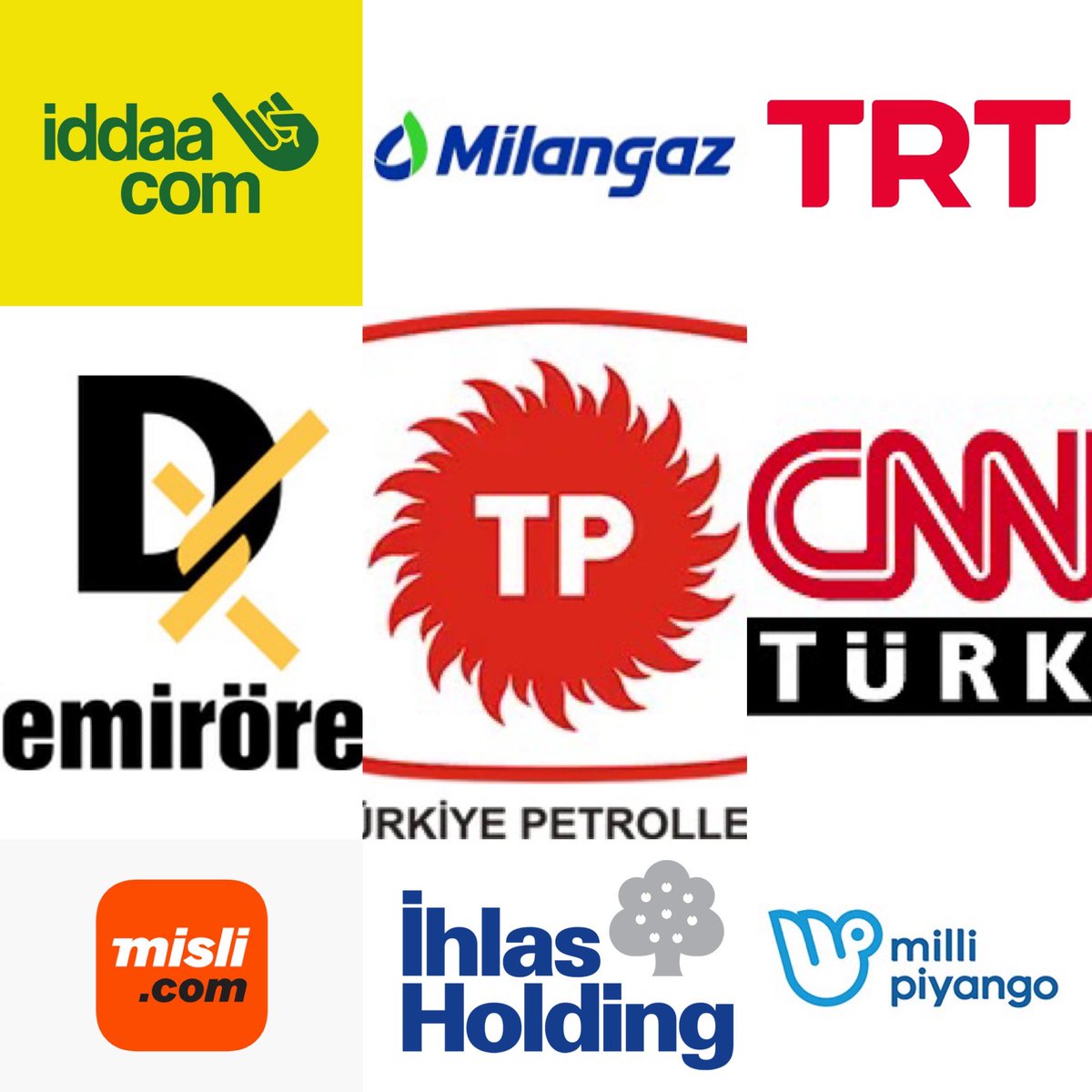 #BOYKOT 
Para babalarının sırtımızdan kazanırken bizi karanlığa mahkum etmelerine izin vermeyin! 

• Espresslolab
• D&amp;R
• Ülker
• Demirören AVM
• Kilim Mobilya
• Türk Petrol
• Milangaz
• Milli Piyango
• Misli
• İddaa
• Milangaz
• İdefix
• Etstur
• İhlas Ev Aletleri