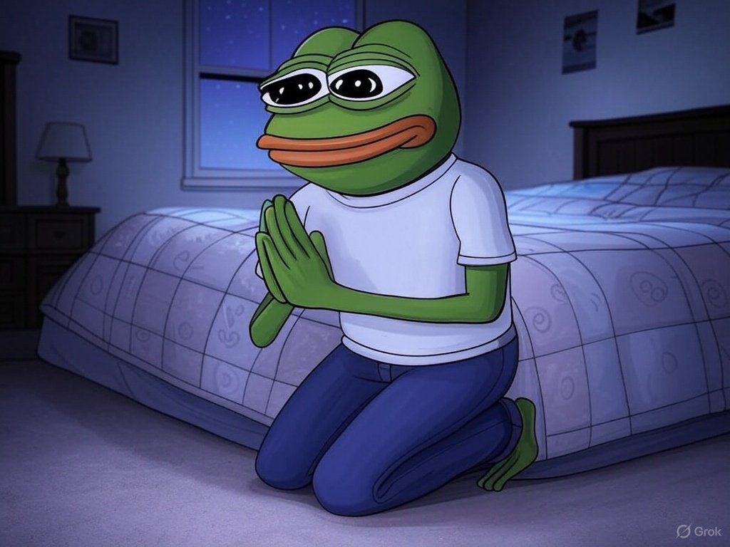 ChandlerCharts's tweet photo. Oh mighty Frog God, please grant us strength, guide us to the moon, and don’t let Trump screw this up again. $PEPE 🐸 https://t.co/rcVm8PYnz1