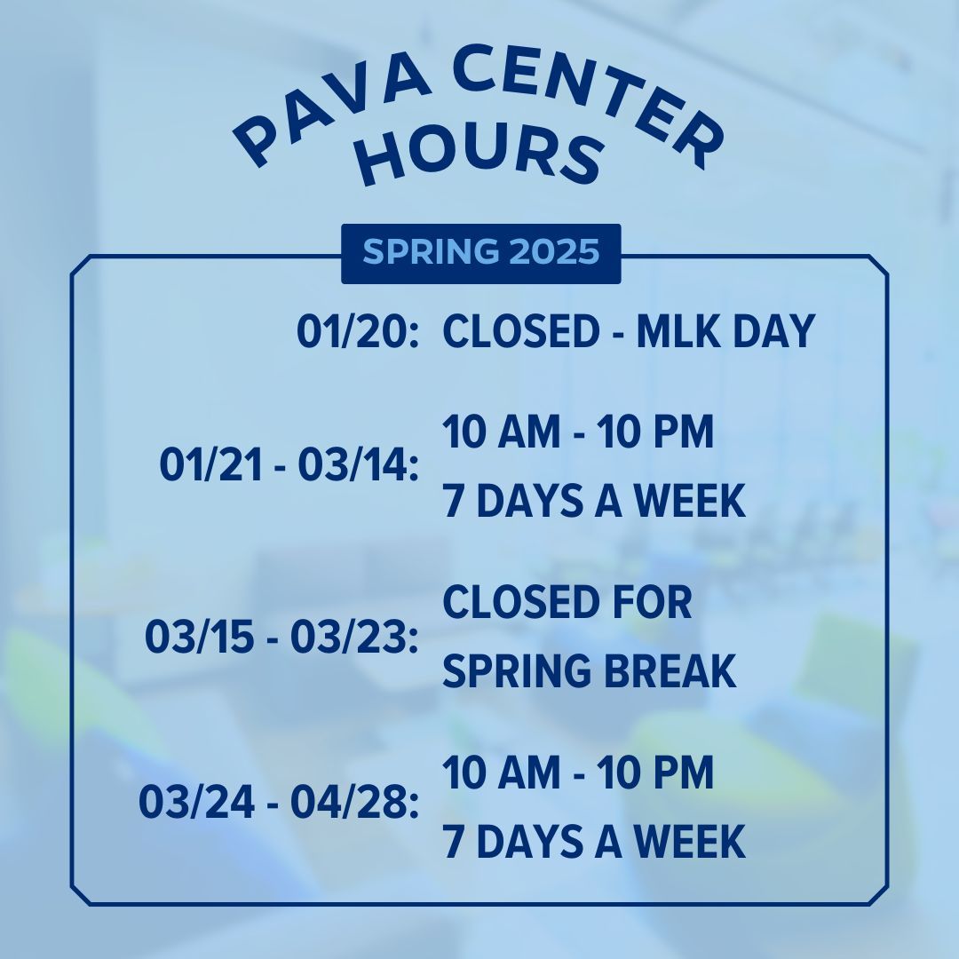 Social Innovation Lab (@sil_baltimore) on Twitter photo From 03/24 to 04/28, the Pava Center will be open from 10 a.m. to 10 p.m., 7 days a week. From 03/24 to 04/28, the Pava Center will be open from 10 a.m. to 10 p.m., 7 days a week.
