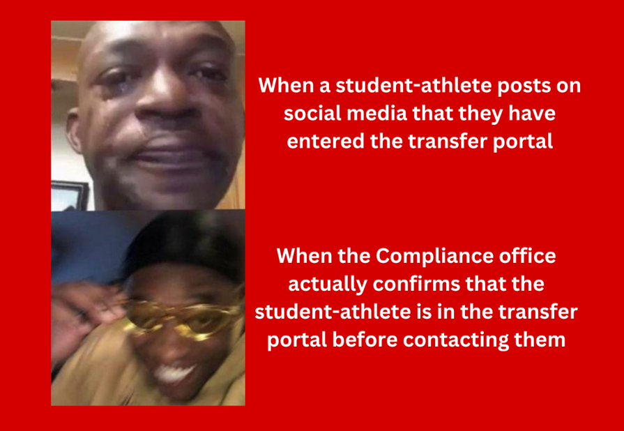 PSA for coaches 📢:

Just because a student-athlete posts about being in the portal doesn’t mean it’s official. Always check with the compliance office before reaching out to student-athletes if you are unsure if they are in the transfer portal (even if they post about it)😉!