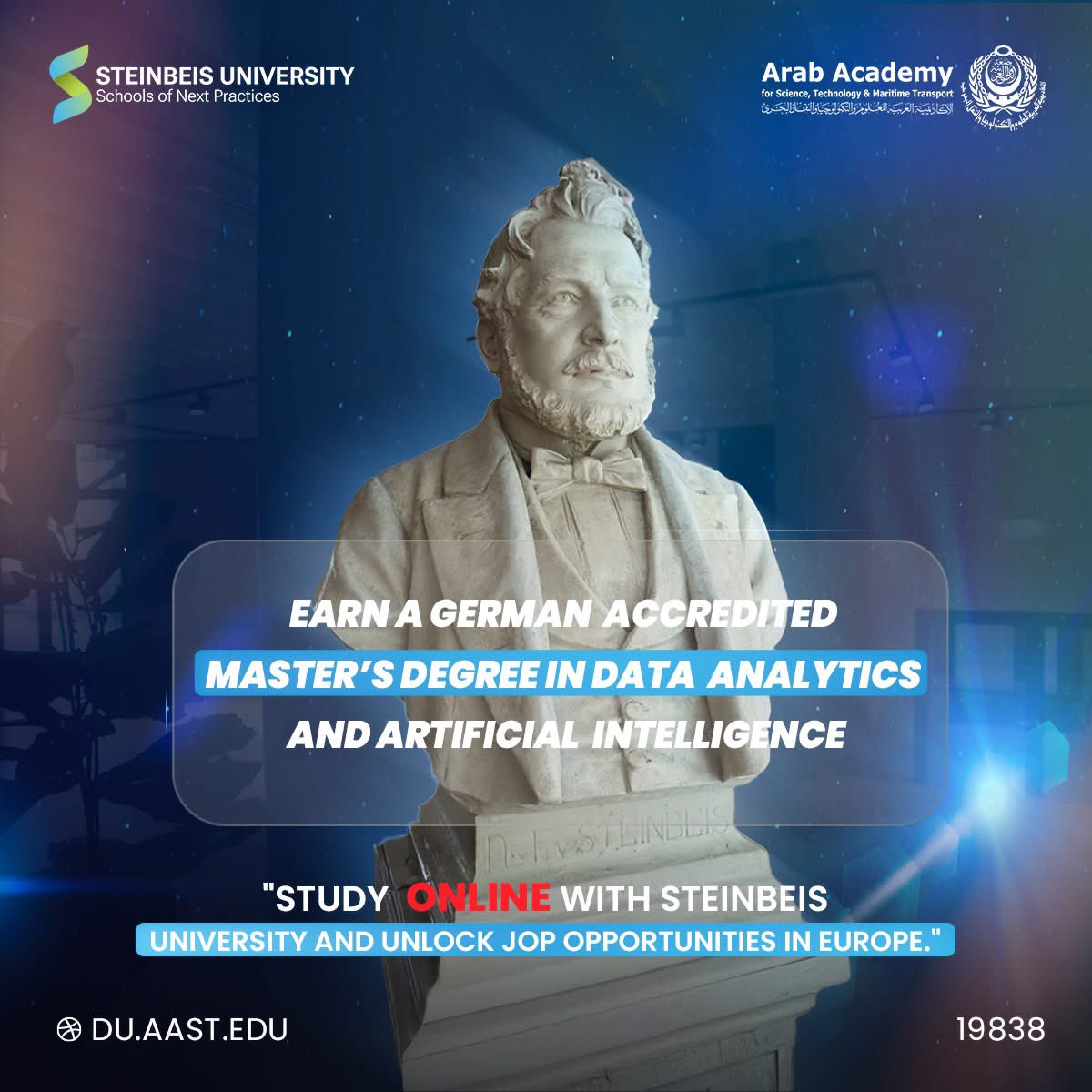 🚀 Unlock Your Future with an M.A. in Data Analytics &amp; AI! 🎓
⏳ 12 Months | 💻 100% Online | 🌍 Affordable at €1,800/semester
Ready to take your career to the next level? Get a German-accredited Master’s in Data Analytics &amp; Artificial Intelligence from Steinbeis University,