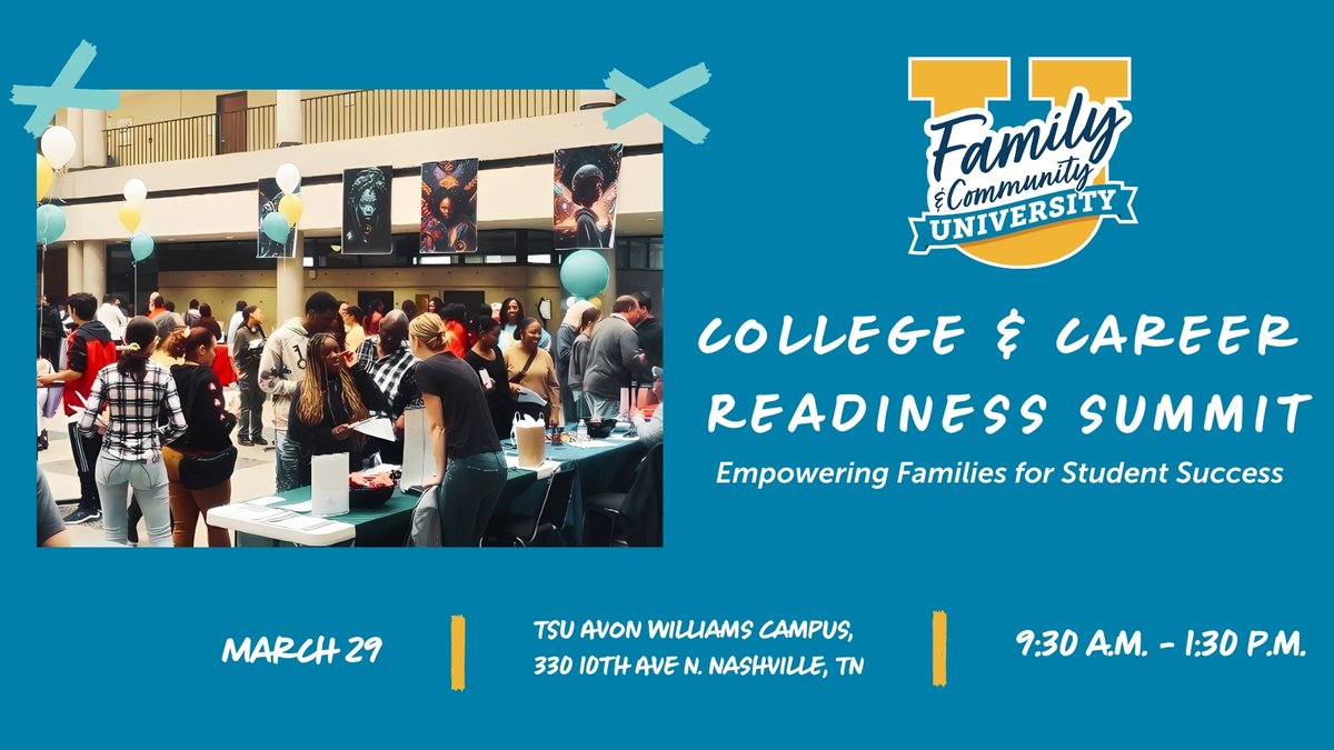 What's on the agenda for the College and Career Readiness Summit this Saturday? Families can participate in sessions on FAFSA, ACT prep, job readiness, and more. Plus, network with college and career programs at our resource fair.  Lunch will be provided. Transportation is