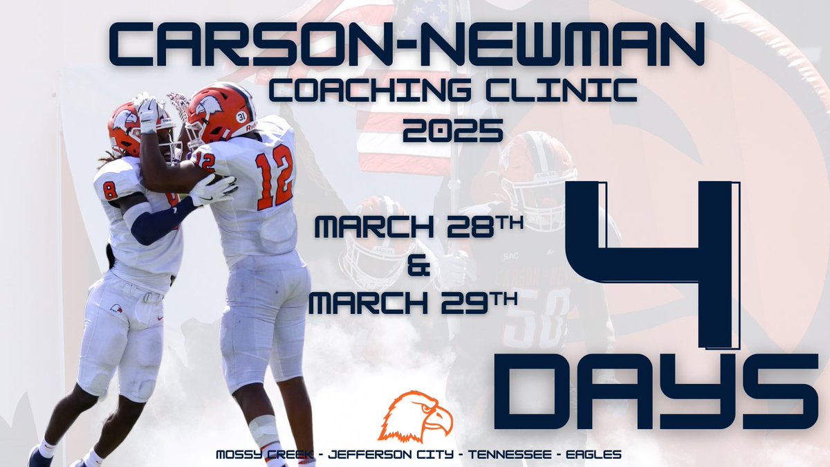 Clinic Countdown ❕4️⃣ Days 🦅

Option Offense ✍🏽 
Defense ✍🏽 
Special Teams ✍🏽 
 
✌🏽Practices 
🙌🏽 FCA

Register: bit.ly/cnclinic

#TalonsUp #Brotherhood #ComeToTheCreek #ClinicAtTheCreek