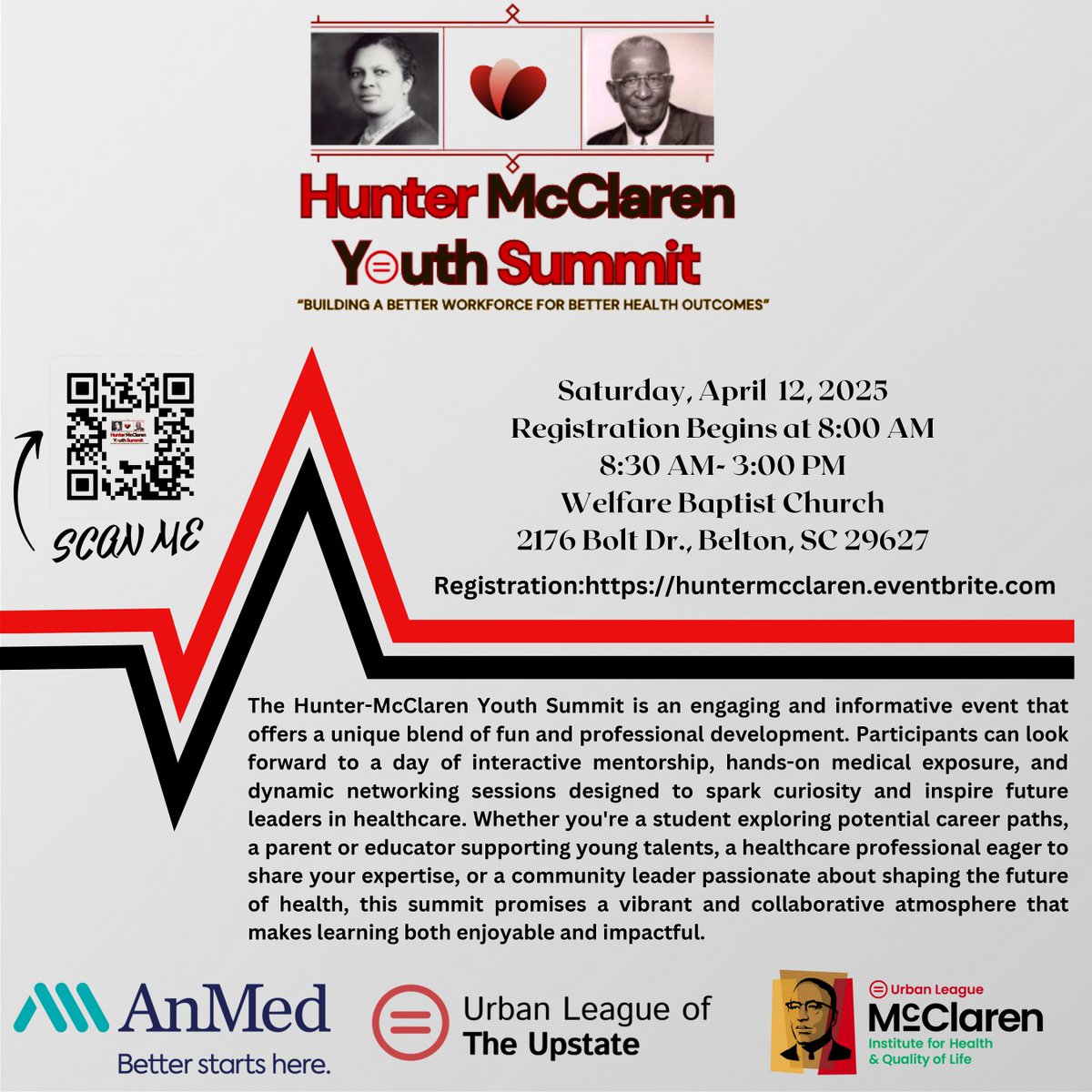 FREE to attend | FREE registration
This one-day summit is designed to inspire, empower, and equip youth with the tools they need for success!
✅ Don't miss out! Secure your spot today!
🔗 Register now: huntermcclaren.eventbrite.com