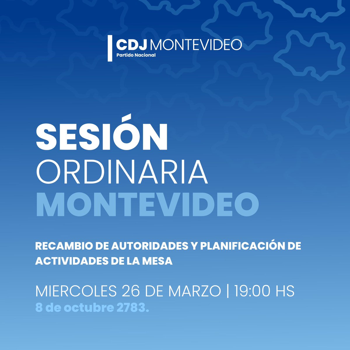 ¡Nos vemos este miércoles!

Mucho para conversar y hacer sobre nuestra agenda joven 💪🏽

⏰ 19:00
🗓️ Miércoles 26/03
📍8 de octubre 2783