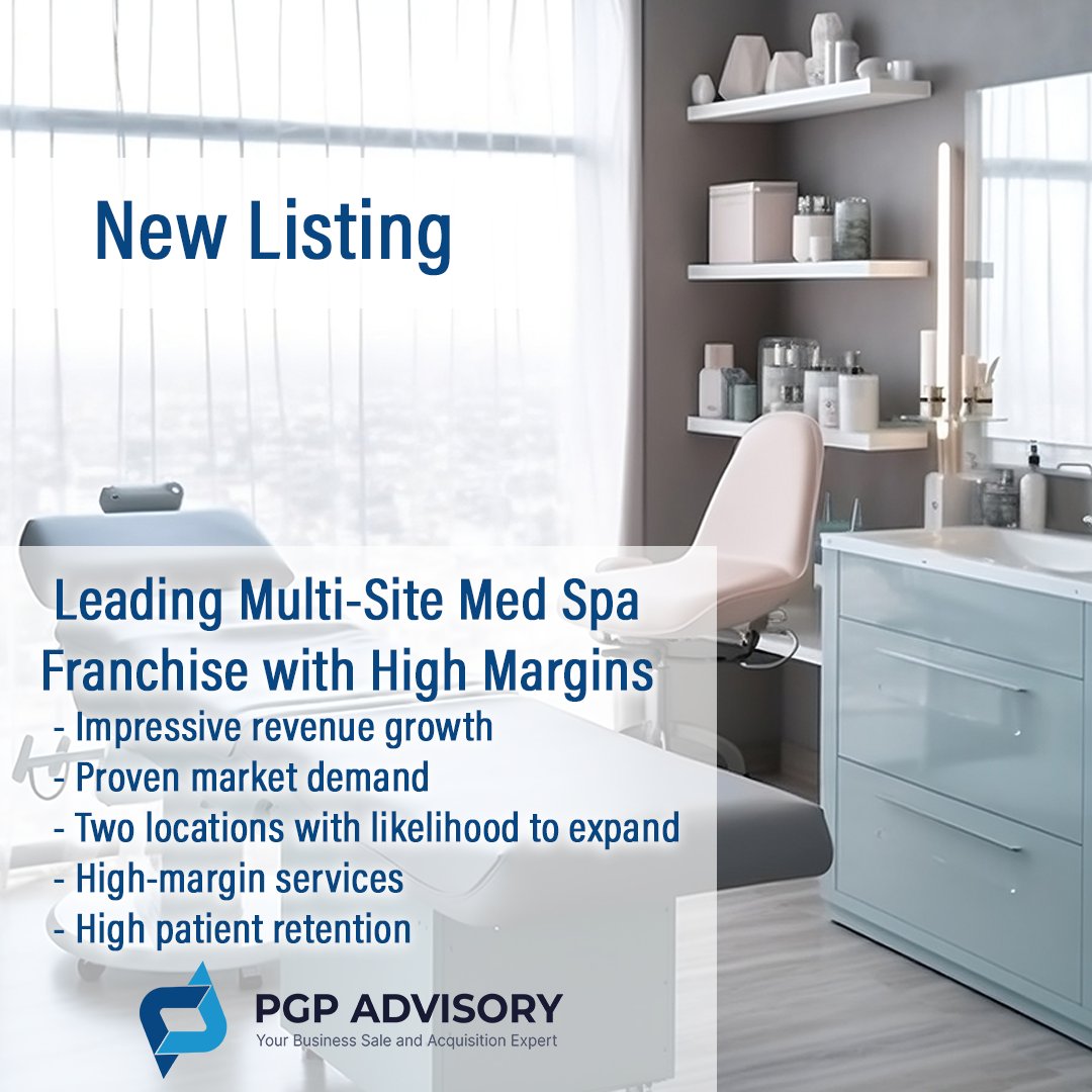 Looking to invest in a booming, high-margin industry? This leading multi-site Med Spa franchise in the San Antonio Metro area is now available for acquisition!

Contact PGP Advisory today for more details!  (210) 580-4178

#MedSpaForSale #BusinessForSale #PGPAdvisory