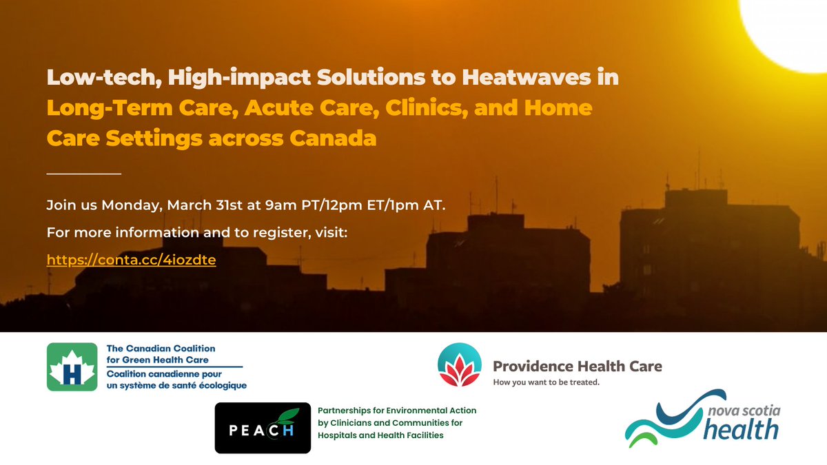 CCGHC (@ccghc) on Twitter photo 🌿 Join us March 31 @ 12PM EST for a webinar on low-tech, high-impact solutions to protect vulnerable populations from extreme indoor heat in health care settings. Let’s build climate-resilient care across Canada.
🔗conta.cc/4iozdte
#ClimateResilience #GreenHealthCare 🌿 Join us March 31 @ 12PM EST for a webinar on low-tech, high-impact solutions to protect vulnerable populations from extreme indoor heat in health care settings. Let’s build climate-resilient care across Canada.
🔗conta.cc/4iozdte
#ClimateResilience #GreenHealthCare