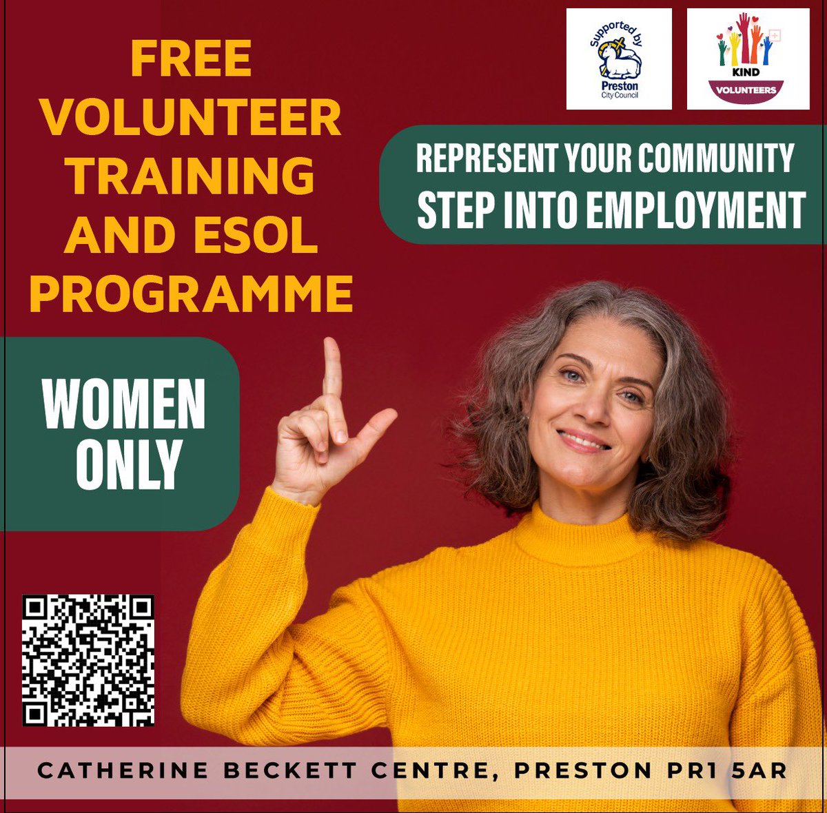 kindcommunities's tweet image. Volunteering is a great way to represent your community, and can also be a stepping stone to paid employment. Join our innovative volunteer training programme for a brighter future! 🙌 #volunteers #preston #community #together #womenonly