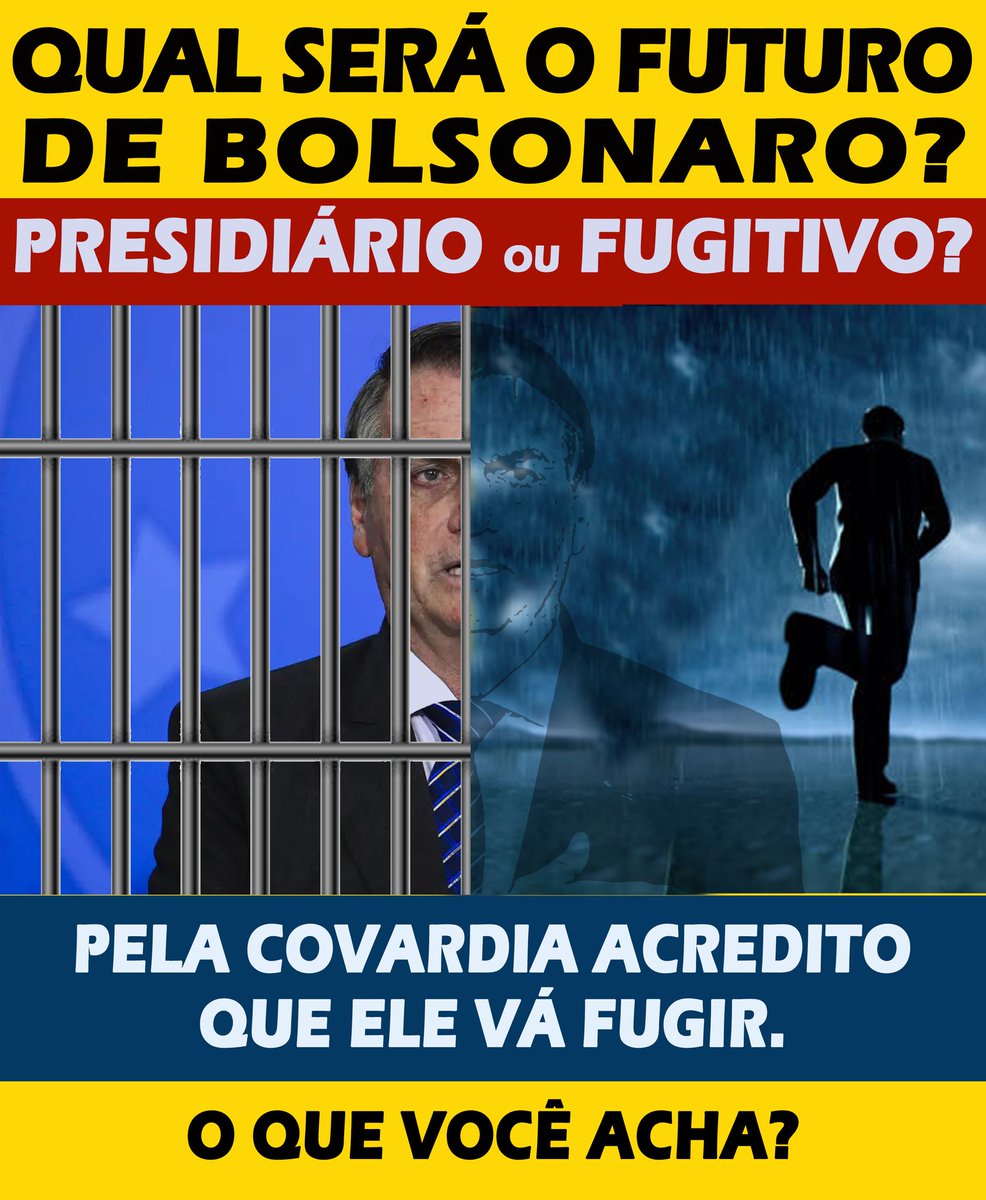 GilC_13's tweet photo. Bolsonaro vai virar presidiário ou fugitivo
@pedrocampospe @GugaNoblat @ThiagoResiste @AndreJanonesMG @lazarorosa25 @sandraselmasr 
@NestorCavalcan4 @SRivoltril @LiaDeSousa1 @LianaCirne @ptbr
@Lelecoutz @GracieusaBrito
@FaimaLima @luide @JANI_VALVERD @Pobre_d_Direita @felipeneto https://t.co/0LK0Njzq4s