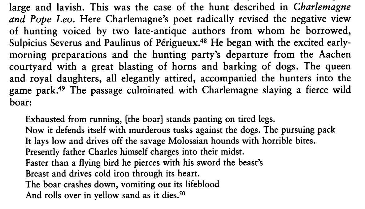 Satanta19's tweet image. The earliest description of the Carolingian hunt, which “radically revised the negative view of hunting” found in earlier European accounts.