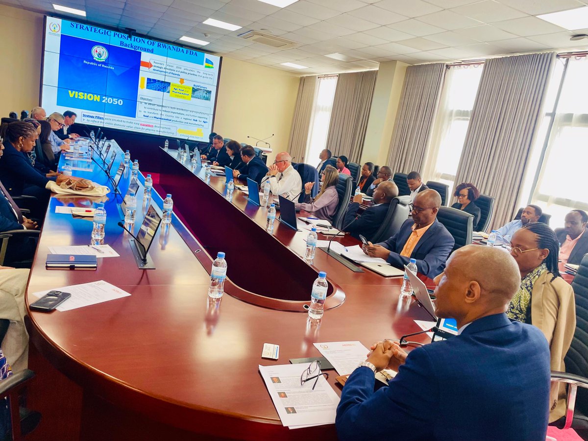acrnhealth's tweet photo. A delegation from the pharmaceutical industry, led by ACRN, met today in Kigali with Prof. Emile Bienvenue, the Director-General of the Rwanda Food &amp; Drug Authority (#RFDA), and his team. https://t.co/Qr1SyuV596
