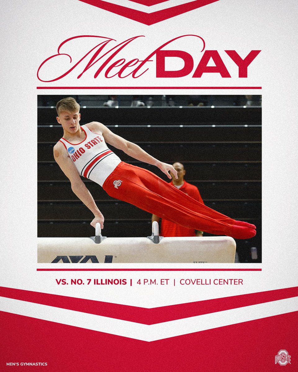 Ohio State Men's Gym (@ohiostatemgym) on Twitter photo Buckeye Nation - it's the final HOME meet day of the season ‼️ We'll see YOU 🫵 in the Covelli Center!
Free admission and parking for all! Fun giveaways for OSU students!
🆚 No. 7 Illinois
📍 Covelli Center
⏰ 4 p.m. ET
📺 BTN
#GoBucks x <a href="/OhioStAthletics/">Ohio State Buckeyes 🌰</a> <a href="/BlockOGym/">Block O Gymnastics</a> Buckeye Nation - it's the final HOME meet day of the season ‼️ We'll see YOU 🫵 in the Covelli Center!
Free admission and parking for all! Fun giveaways for OSU students!
🆚 No. 7 Illinois
📍 Covelli Center
⏰ 4 p.m. ET
📺 BTN
#GoBucks x <a href="/OhioStAthletics/">Ohio State Buckeyes 🌰</a> <a href="/BlockOGym/">Block O Gymnastics</a>