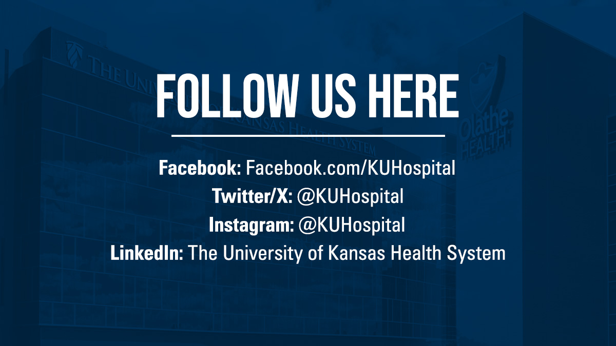 Olathe Health (@olathehealth) on Twitter photo Another step forward: Olathe Health’s integration with The University of Kansas Health System will soon be complete. On April 11, we will no longer post on this page.
Please find news and information about us on <a href="/KUHospital/">The University of Kansas Health System</a> and follow us there. Another step forward: Olathe Health’s integration with The University of Kansas Health System will soon be complete. On April 11, we will no longer post on this page.
Please find news and information about us on <a href="/KUHospital/">The University of Kansas Health System</a> and follow us there.