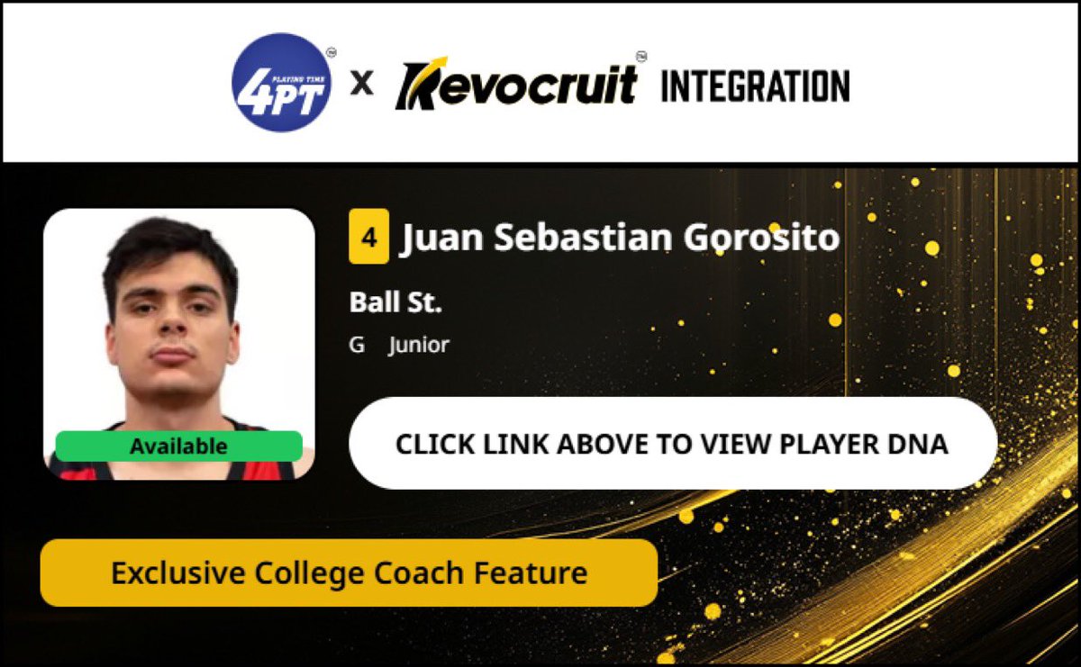 CBB Transfer Portal Spotlight

Juan Sebastian Gorosito
6'1" 190
Guard
Ball State 

2024-25 Stats (31 Games):
📊 8.9 PPG, 2.3 RPG, 1.7 APG, 41.0 FG%

Coach Exclusive Revocruit Player DNA:
🔗 applink.revocruitathlete.com/player/6115

#TP4PT #TransferPortal