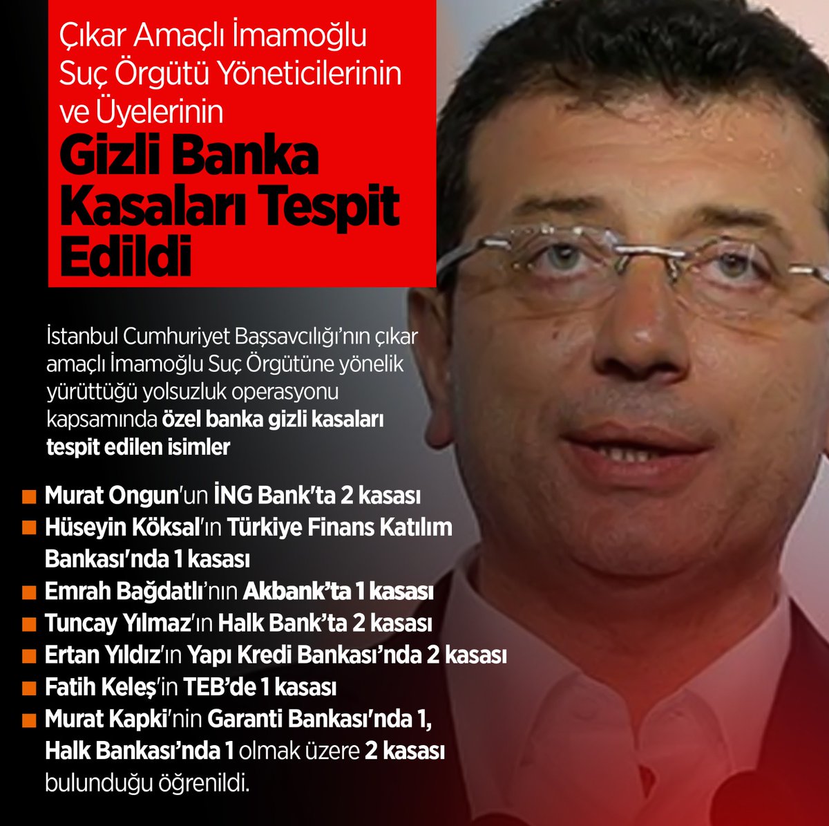 İstanbul Cumhuriyet Başsavcılığı’nın çıkar amaçlı İmamoğlu Suç Örgütüne yönelik yürüttüğü yolsuzluk operasyonu kapsamında örgüt yöneticilerine ait özel banka gizli kasaları tespit edildi. #NitelikliDolandırıcılık