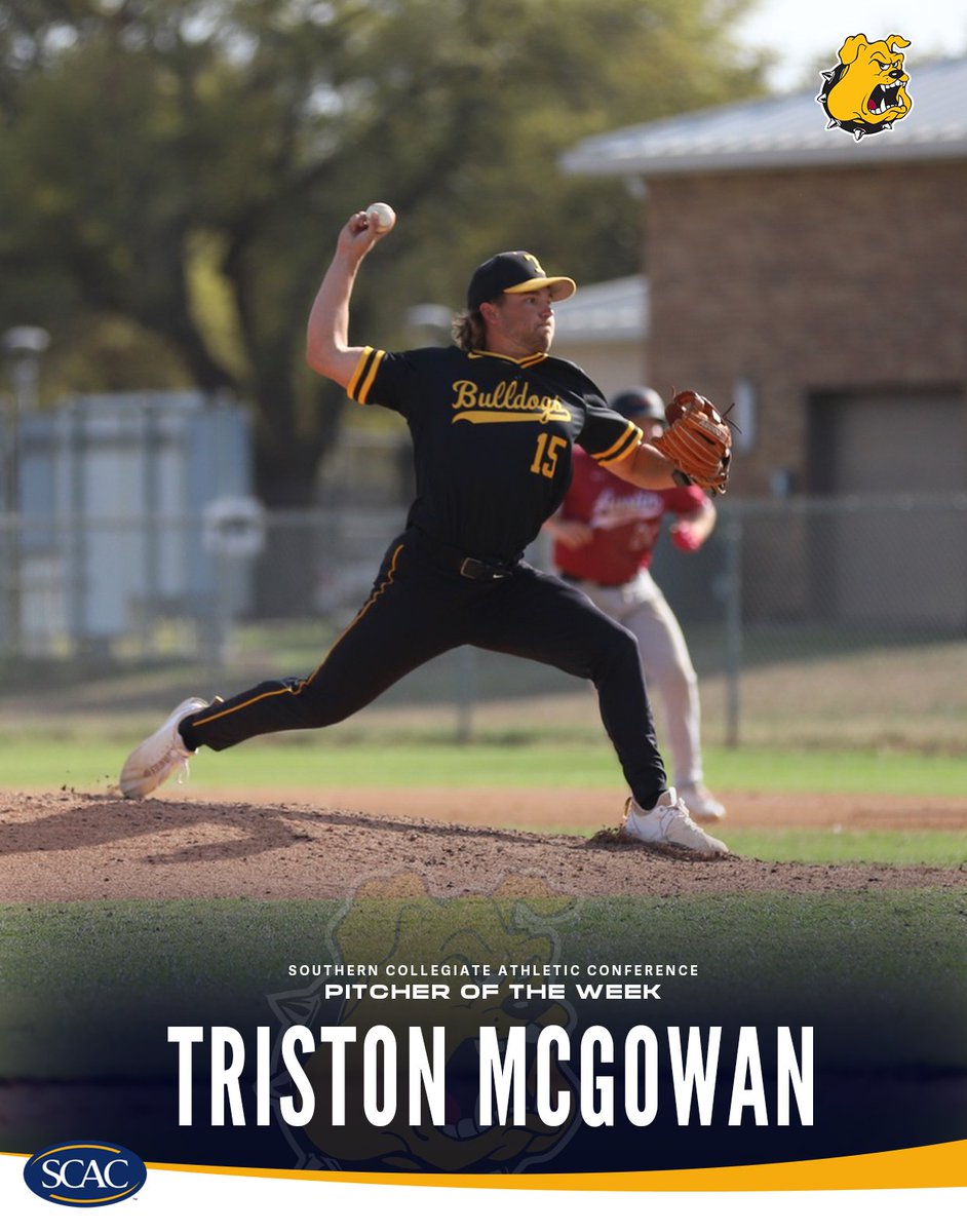 SCAC (@scac_sports) on Twitter photo Week 7⃣ #SCACBsb Athletes of the Week!⚾️
Hitter of the Week - Michael Smosna of <a href="/mcmsports/">McMurry Athletics</a>
Pitcher of the Week - Triston McGowan of <a href="/tluathletics/">TLU Bulldogs</a>
📰| shorturl.at/g71Me
#SCACPride | #WhyD3 | #SCAC | #d3baseball Week 7⃣ #SCACBsb Athletes of the Week!⚾️
Hitter of the Week - Michael Smosna of <a href="/mcmsports/">McMurry Athletics</a>
Pitcher of the Week - Triston McGowan of <a href="/tluathletics/">TLU Bulldogs</a>
📰| shorturl.at/g71Me
#SCACPride | #WhyD3 | #SCAC | #d3baseball