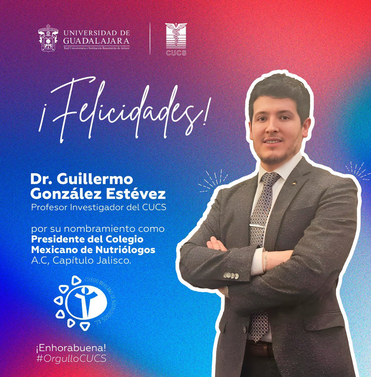 JFMunozValle's tweet photo. ¡Felicidades! Dr. Guillermo González Estévez, Profesor Investigador del CUCS, por su nombramiento como Presidente del Colegio Mexicano de Nutriólogos A.C, Capítulo Jalisco. ¡Enhorabuena!
#OrgulloCUCS https://t.co/GDA5yYGCUE