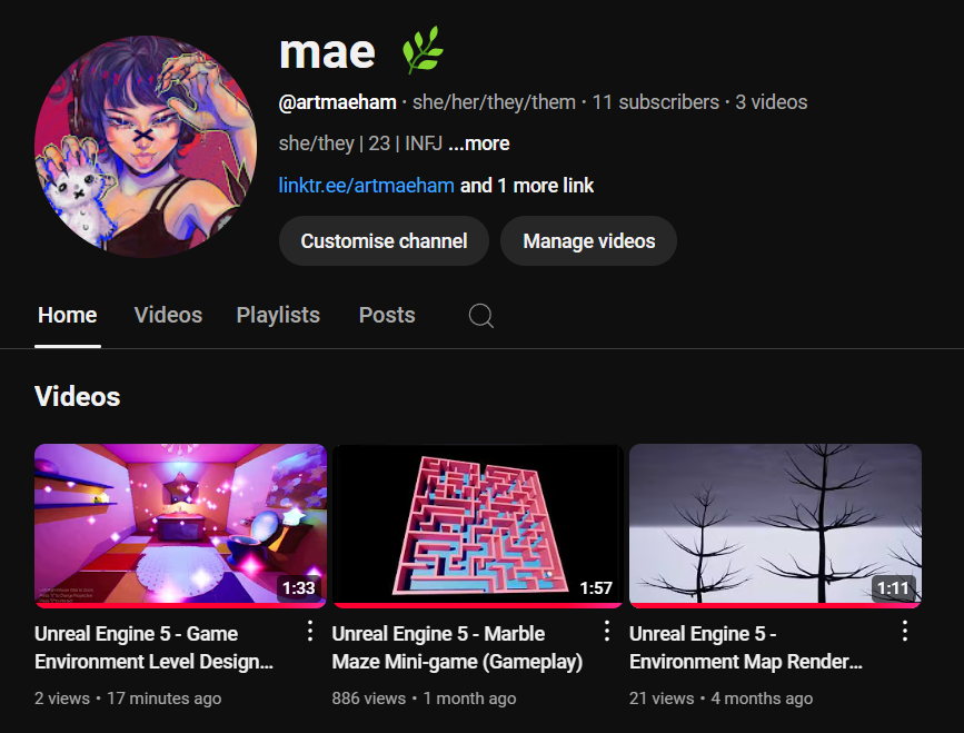 hello my mooties 💗 i've been posting some of my uni projects on my youtube channel if you'd like to check them out!!