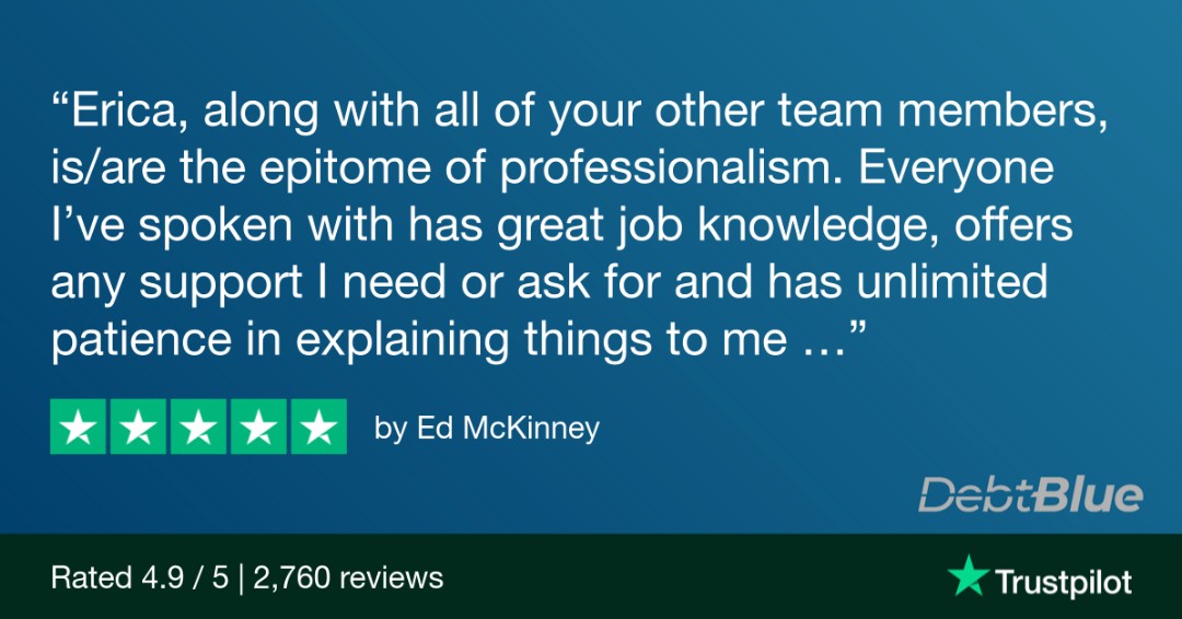 DebtBlue's tweet image. See what our clients are saying. 
 #ClientSuccess #FeedbackMatters #ClientFeedback #OurClients #ClientLove #CustomerSatisfaction #ClientExperience #ClientTestimonials #HappyClients #CustomerReviews