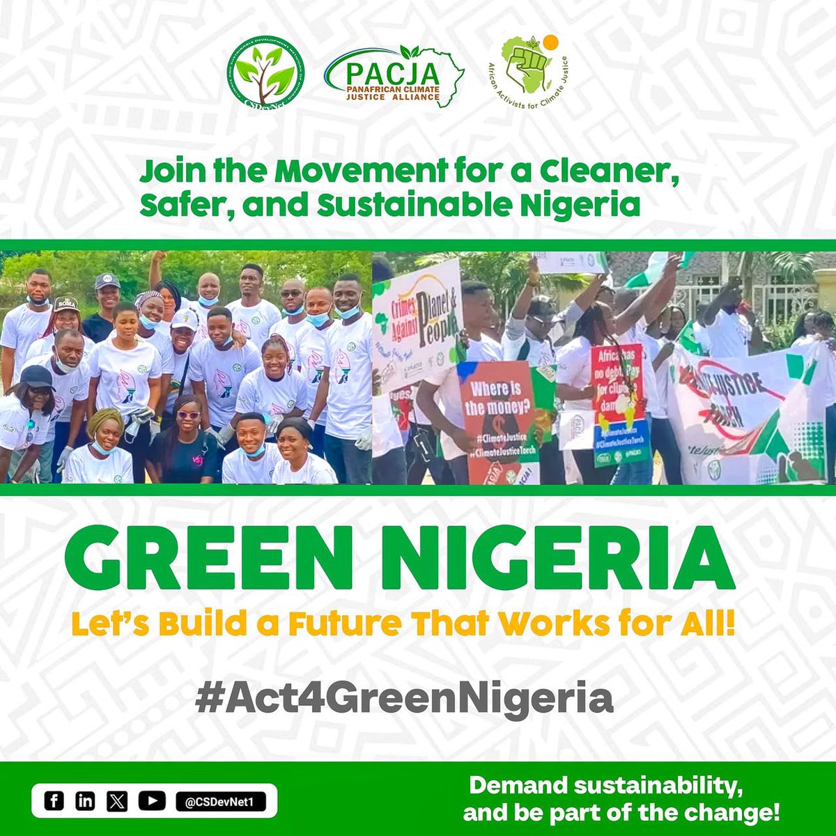 Yazid S. Mikailπ³π¬ (@yazeed_mikail) on Twitter photo Happy to be supporting the #Act4GreenNigeria Campaign by <a href="/CSDevNet1/">Climate & Sustainable Development Network</a> to mobilize voices to join the movement for cleaner, safer and sustainable Nigeria.
We owe it to the future generation to build a future that work for all! The time is now, let's act together for a #GreenNigeria Happy to be supporting the #Act4GreenNigeria Campaign by <a href="/CSDevNet1/">Climate & Sustainable Development Network</a> to mobilize voices to join the movement for cleaner, safer and sustainable Nigeria.
We owe it to the future generation to build a future that work for all! The time is now, let's act together for a #GreenNigeria