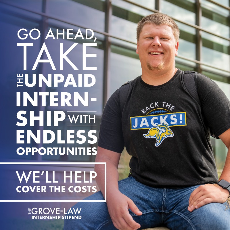 sdstateloyalty's tweet photo. The Grove-Law Internship Stipend provides scholarship funding for #SDState students taking an unpaid internship with a non-profit organization. Send this to a current Jackrabbit who could benefit from this amazing opportunity! 

Info + Applications: https://t.co/ydU1J3eFJM https://t.co/dFIuCrLRm1