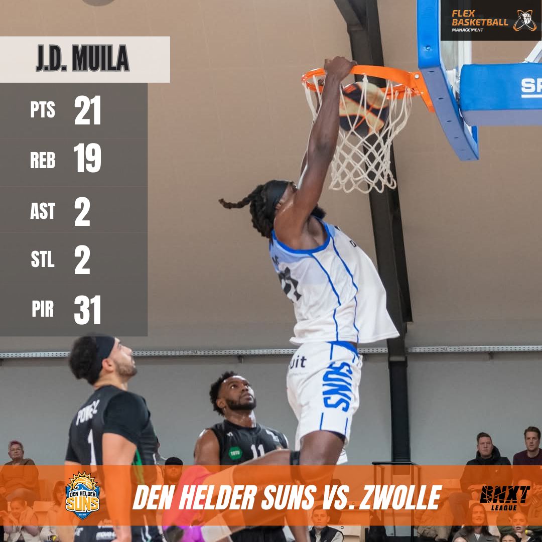 <a href="/JdMuila11/">JD Muila</a> @bnxtleague Dominance doesnt stop!! 21&amp;19 with a game high PIR 31 vs Zwolle! 

12th double double of the season 🔥 
20th double digit rebounding game 🔥