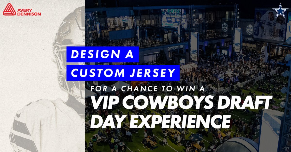 Avery Dennison (@averydennison) on Twitter photo We’ve partnered with the <a href="/dallascowboys/">Dallas Cowboys</a> to launch a one-of-a-kind jersey customization contest, giving fans the chance to personalize their dream jersey and win an exclusive VIP Cowboys Draft Day experience! 🏈🤠
This collaboration showcases how we elevate fan engagement by We’ve partnered with the <a href="/dallascowboys/">Dallas Cowboys</a> to launch a one-of-a-kind jersey customization contest, giving fans the chance to personalize their dream jersey and win an exclusive VIP Cowboys Draft Day experience! 🏈🤠
This collaboration showcases how we elevate fan engagement by
