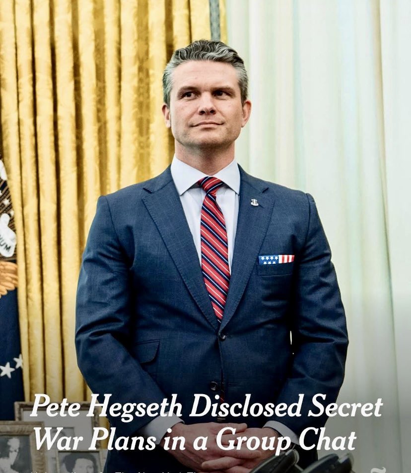 JudyGra35816777's tweet image. ‘When you trade “DEI” for “DUIs” and #replace seasoned Generals with —Fox News frat bros, don’t act shocked when your war plans are #leaked in a DARN group chat!’
#AreWeGreatYet?